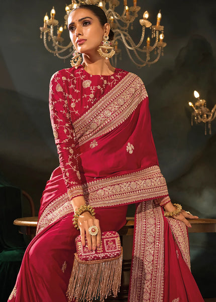 Red Embroidered Saree