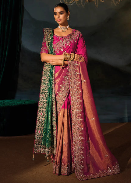 Pink Embroidered Saree