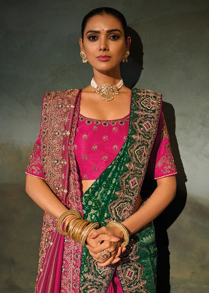 Pink Embroidered Saree