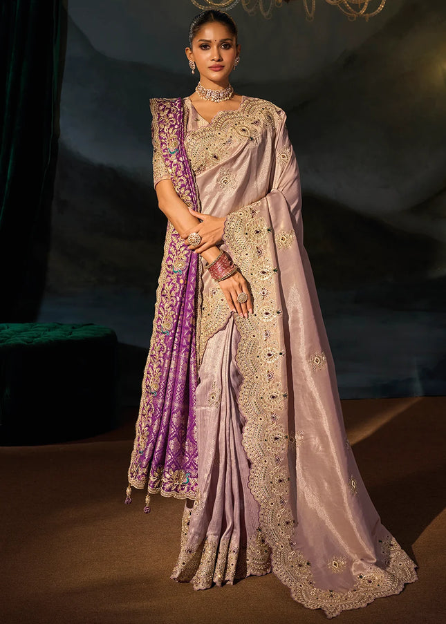 Mauve Embroidered Saree