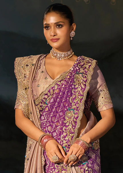Mauve Embroidered Saree