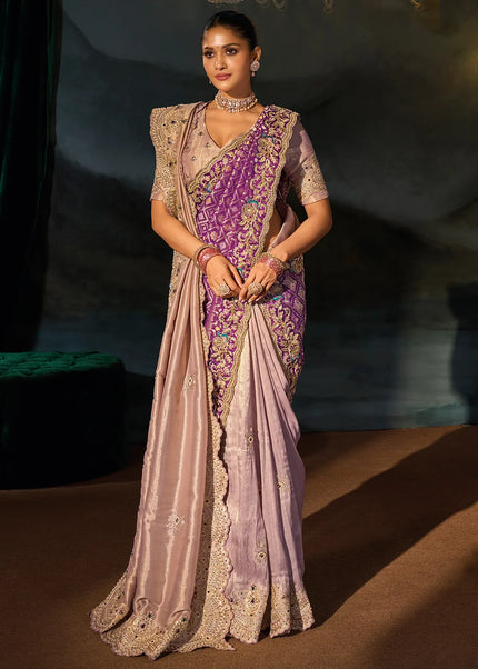 Mauve Embroidered Saree