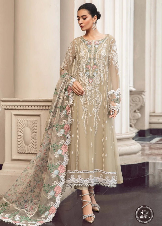 MARIA. B | Chiffon Mbroidered '23 - Coffee