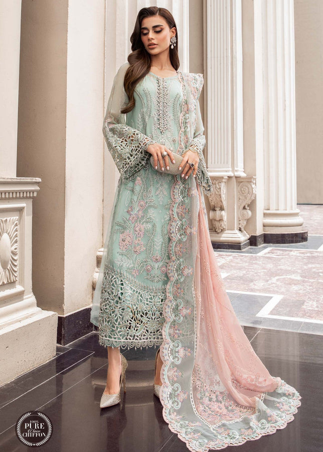 MARIA. B | Chiffon Mbroidered '23 - Mint Green