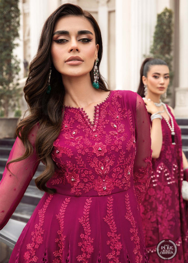 MARIA. B | Chiffon Mbroidered '23 - Magenta Pink