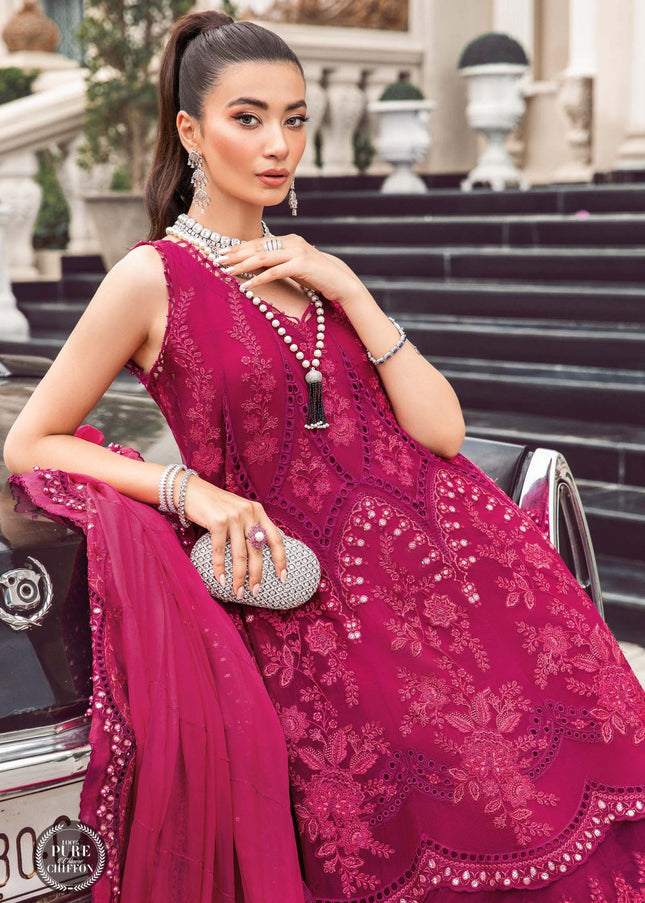 MARIA. B | Chiffon Mbroidered '23 - Magenta Pink