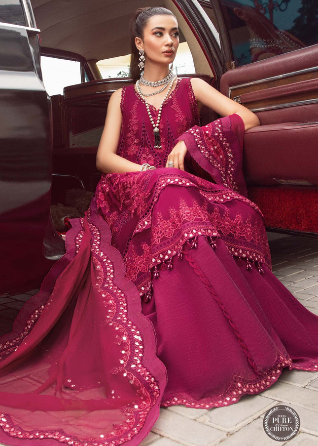 MARIA. B | Chiffon Mbroidered '23 - Magenta Pink