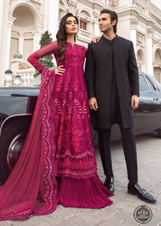 MARIA. B | Chiffon Mbroidered '23 - Magenta Pink