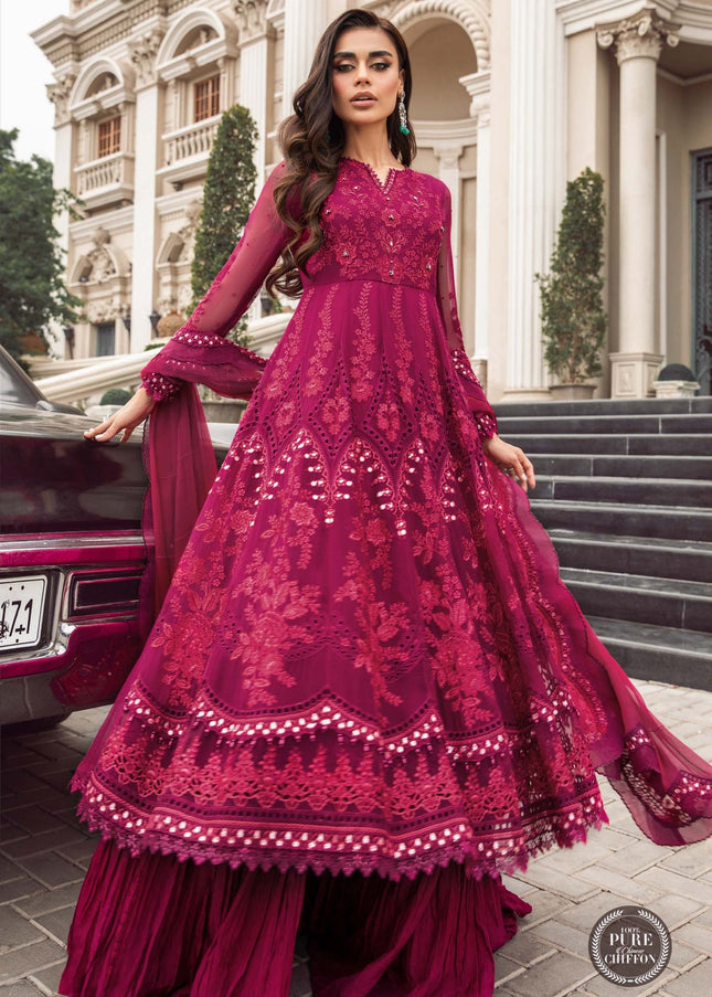 MARIA. B | Chiffon Mbroidered '23 - Magenta Pink