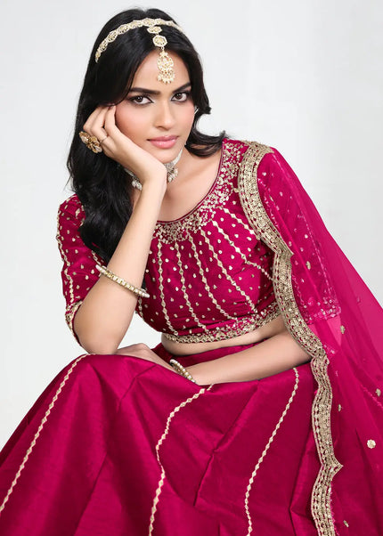 Pink Embroidered Lehenga Choli
