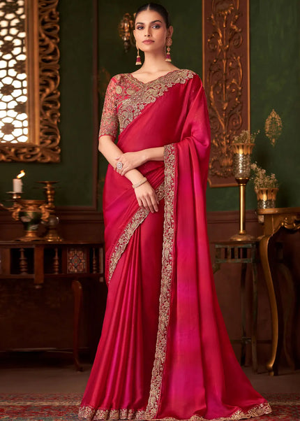 Red Embroidered Saree