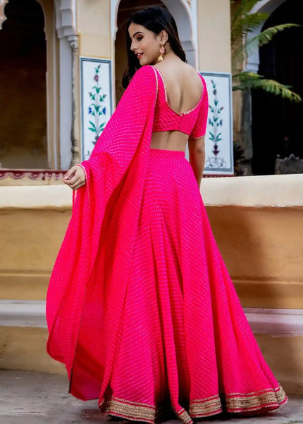 Pink Printed Lehenga Choli