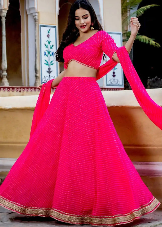 Pink Printed Lehenga Choli