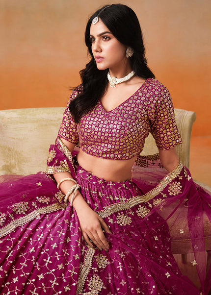 Pink Embroidered Lehenga Choli