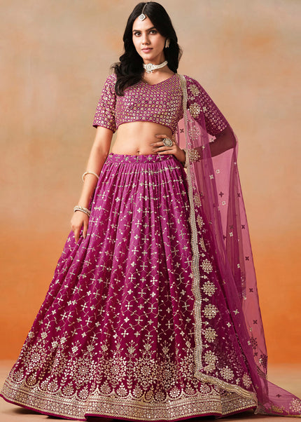 Pink Embroidered Lehenga Choli