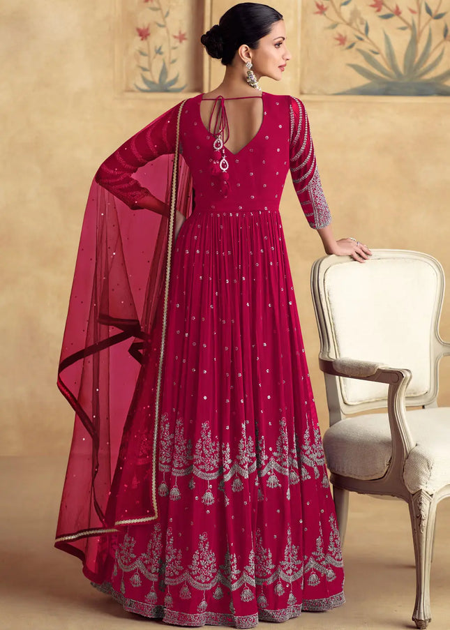 Pink Embroidered Anarkali Gown