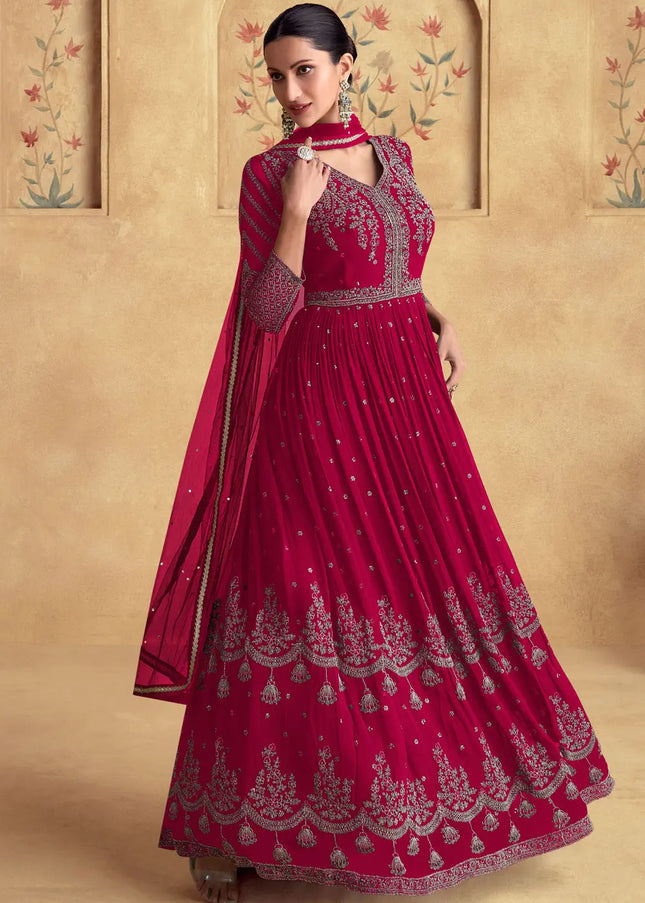 Pink Embroidered Anarkali Gown