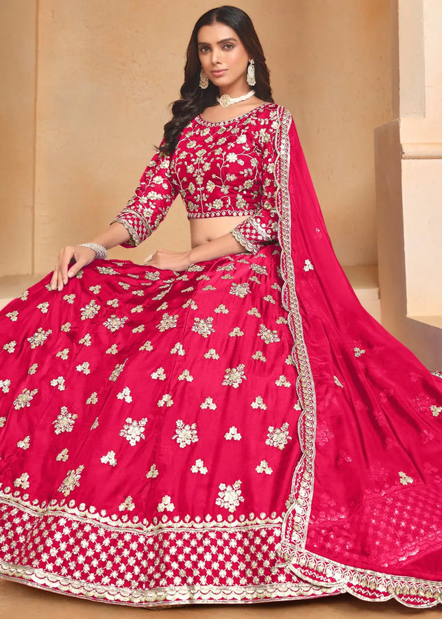 Pink Embroidered Lehenga Choli