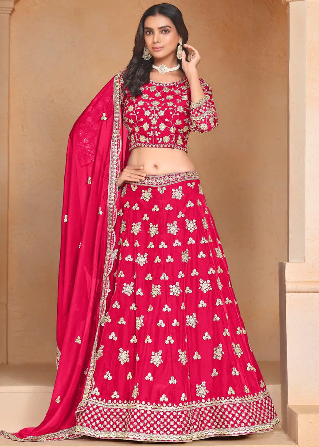 Pink Embroidered Lehenga Choli