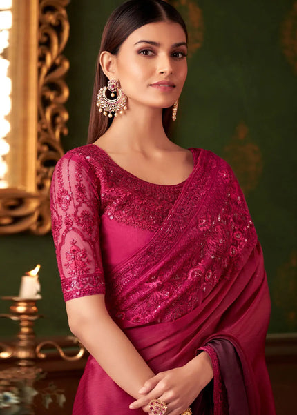 Pink Embroidered Saree