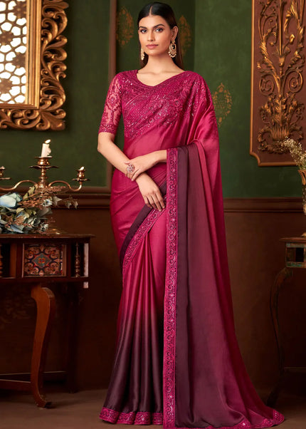 Pink Embroidered Saree