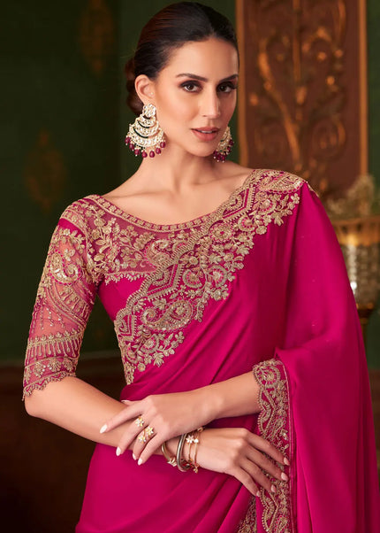 Red Embroidered Saree