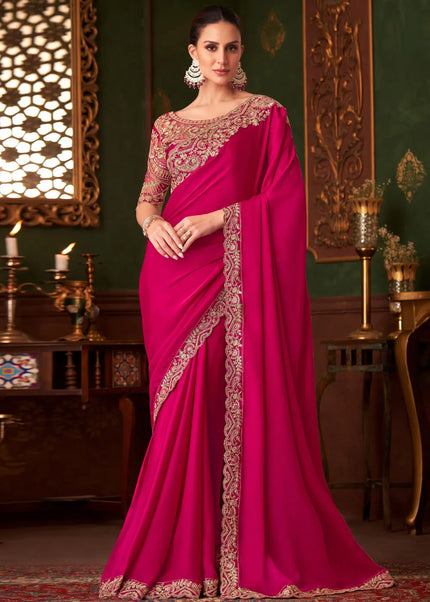 Red Embroidered Saree