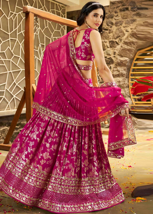 Magenta Embroidered Lehenga Choli