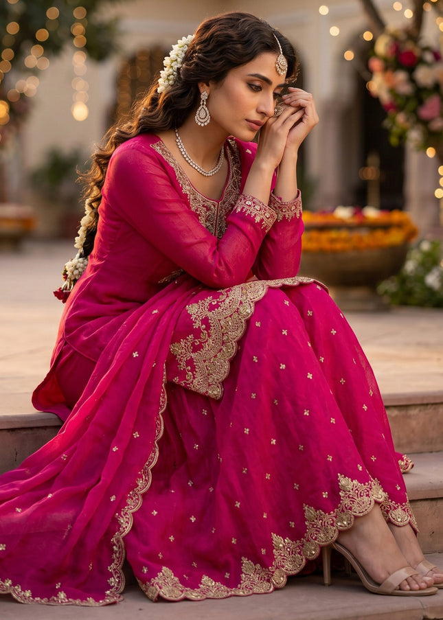 Silk Embroidered Gharara Suit Series
