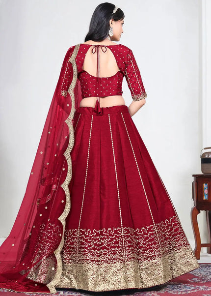 Maroon Embroidered Lehenga Choli