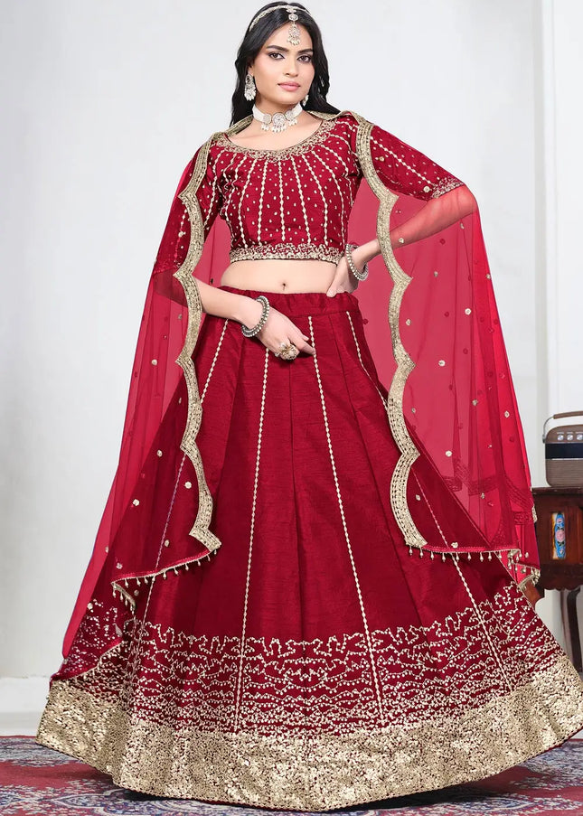 Maroon Embroidered Lehenga Choli