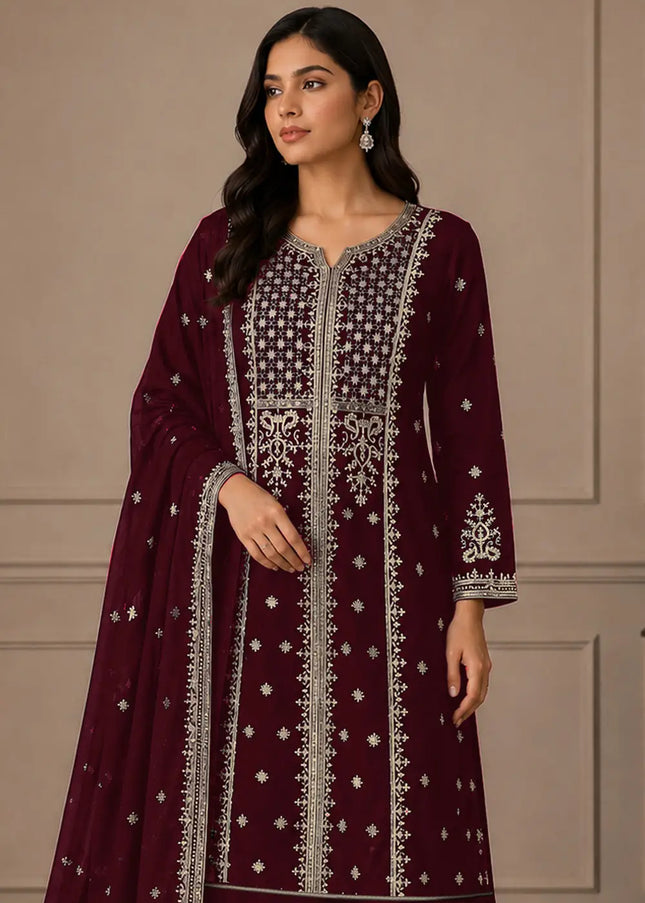 Georgette Embroidered Sharara Suit Series