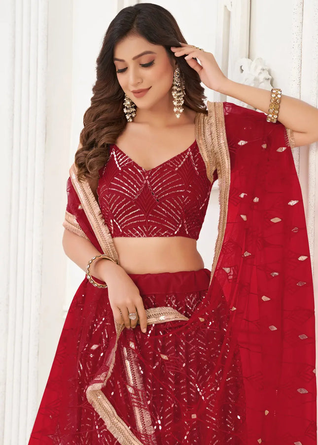 Maroon Embroidered Lehenga Choli