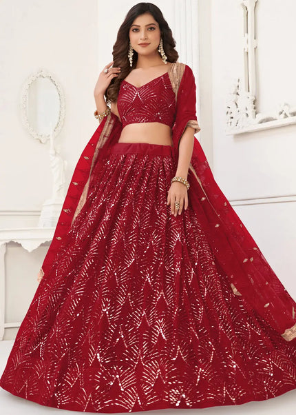 Maroon Embroidered Lehenga Choli