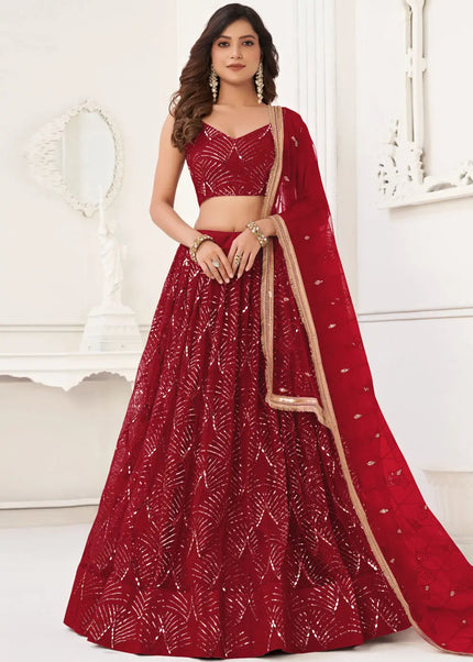 Maroon Embroidered Lehenga Choli