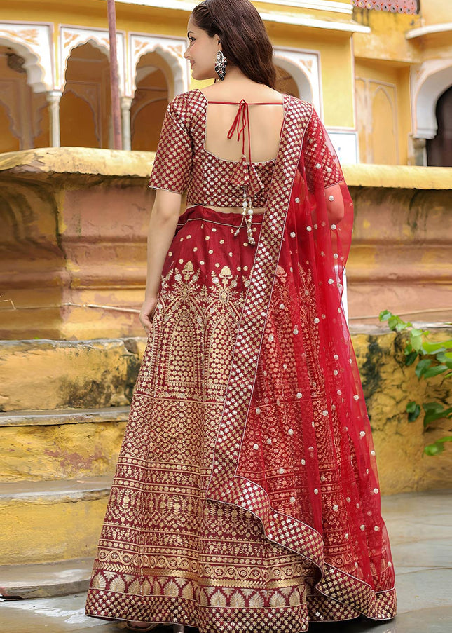 Marron Embroidered Lehenga Choli
