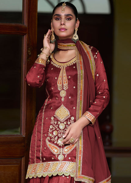 Maroon Embroiderd Lehenga Choli