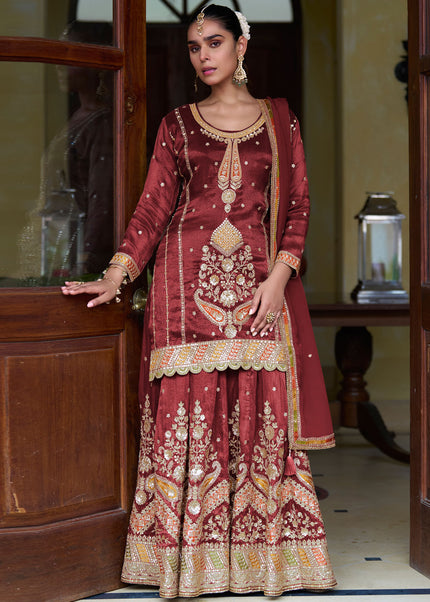Maroon Embroiderd Lehenga Choli