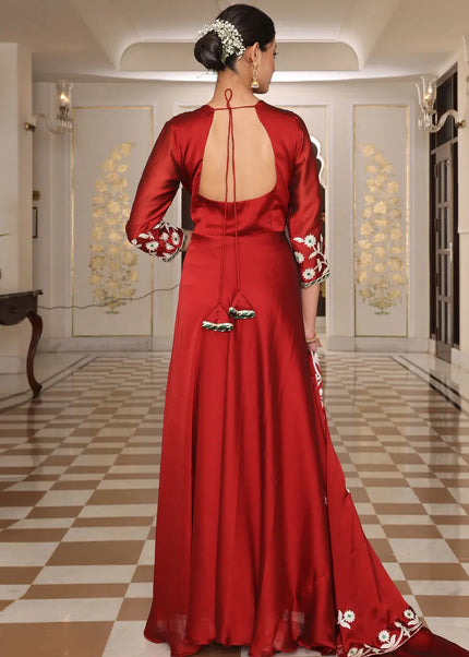 Maroon Embroidered Anarkali Gown