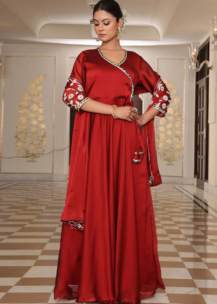 Maroon Embroidered Anarkali Gown