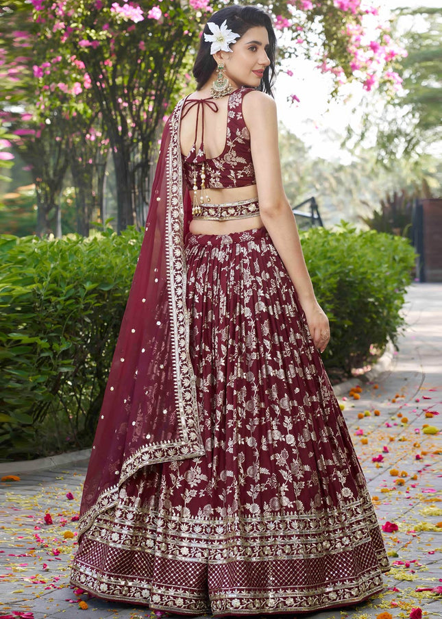 Maroon Embroidered Lehenga Choli