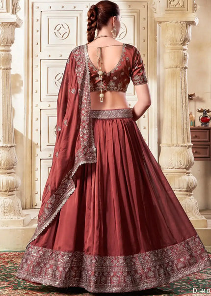 Maroon Embroidered Lehenga Choli