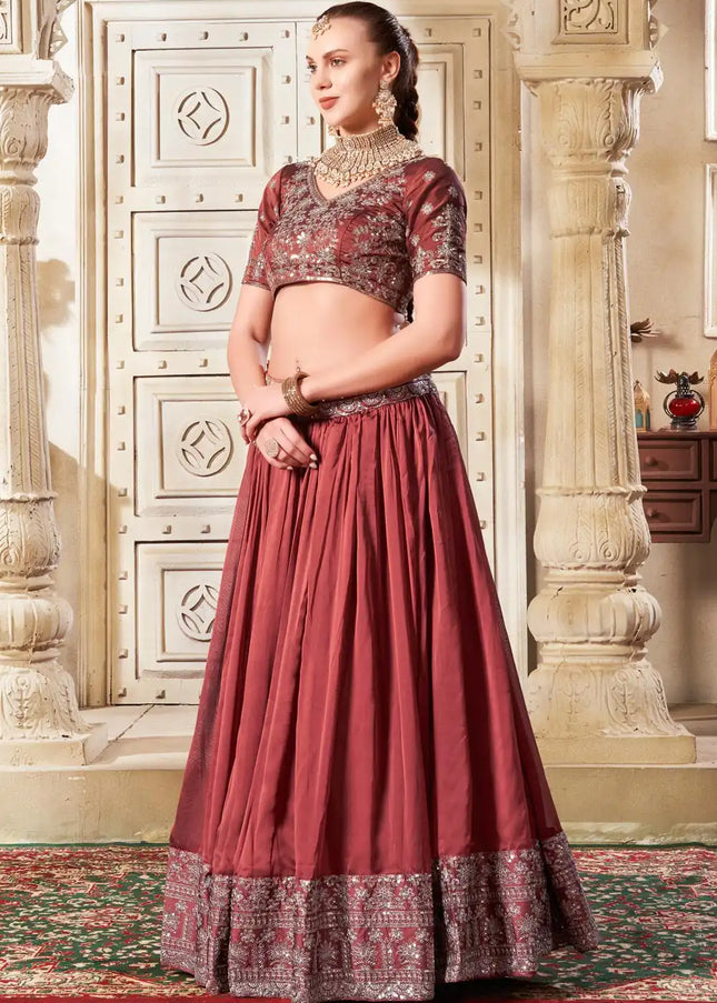 Maroon Embroidered Lehenga Choli