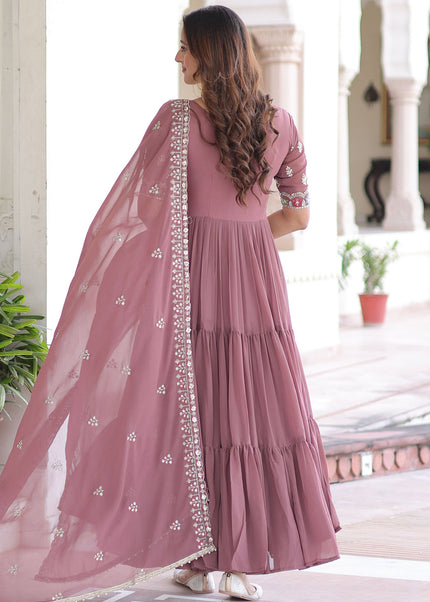 Mauve Embroidered Anarkali Gown