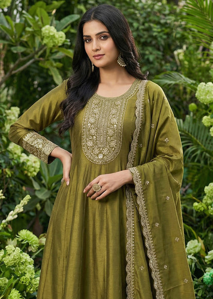 Golden Embroidered Sharara Suit