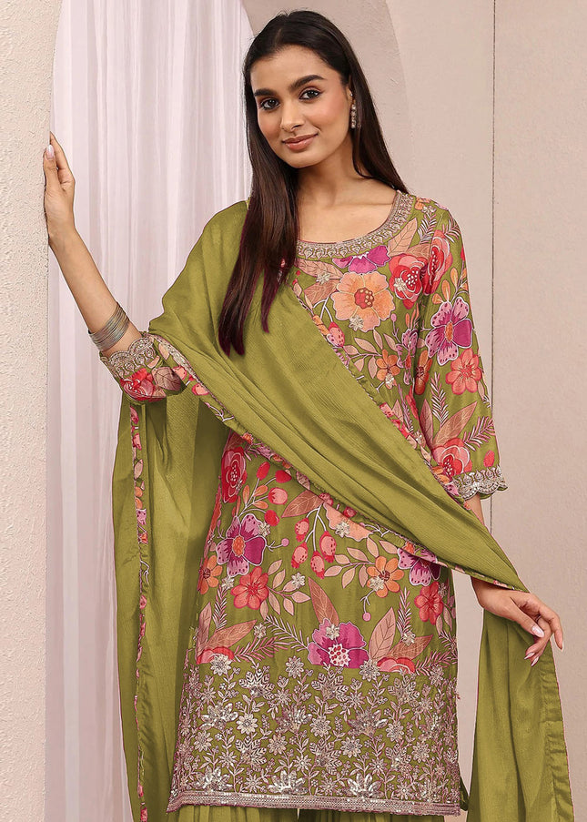 Chinnon Printed and Embroidered Gharara Suit Series