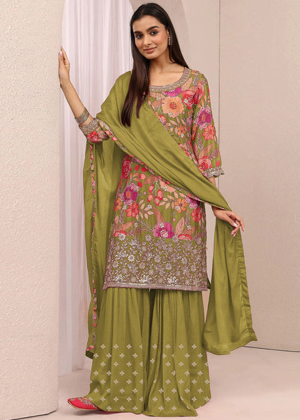 Chinnon Printed and Embroidered Gharara Suit Series