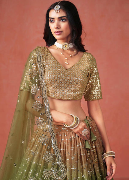 Green and Brown Ombre lehenga choli