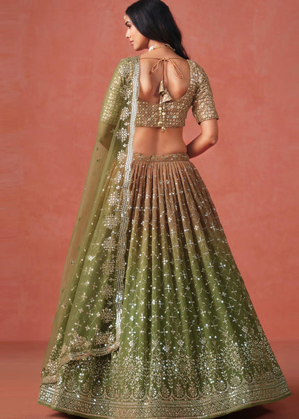 Green and Brown Ombre lehenga choli