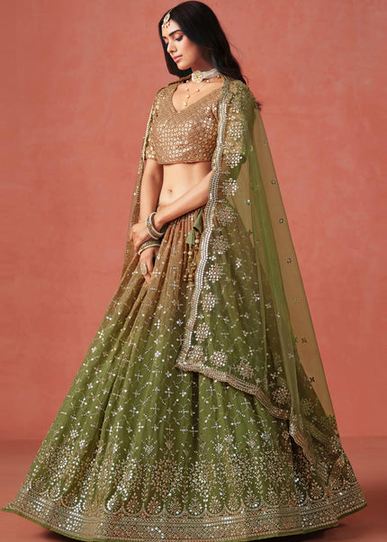 Green and Brown Ombre lehenga choli